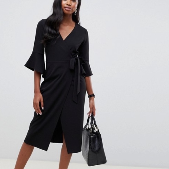 ASOS Dresses & Skirts - ASOS Midi Wrap Dress with Flutter Sleeve 8 NWT